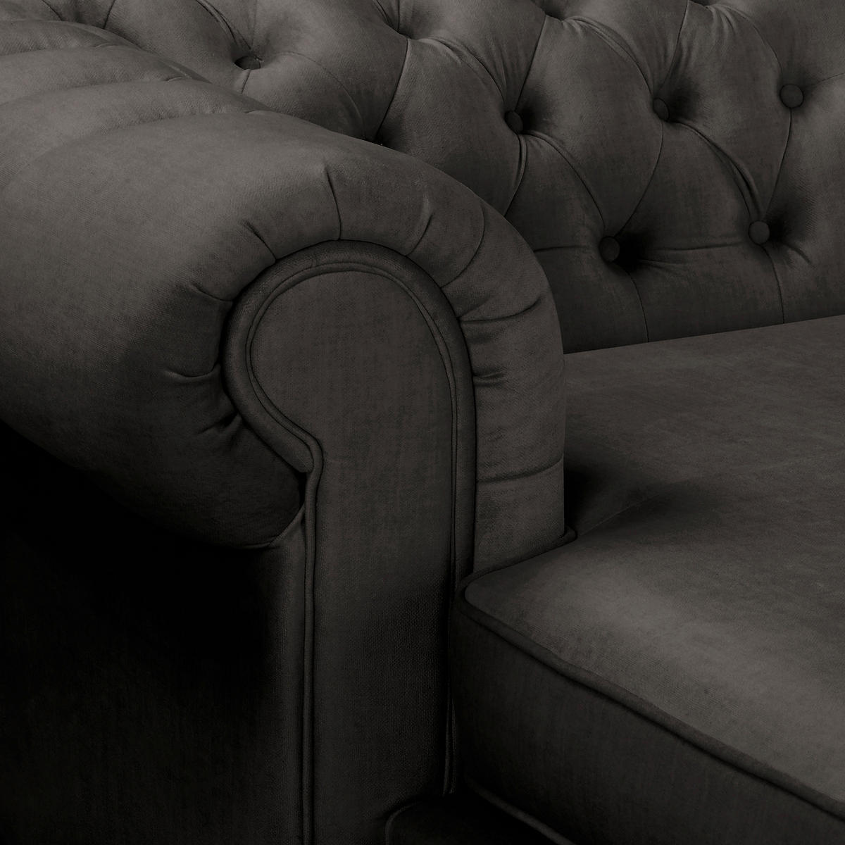 ECKSOFA Laura Anthrazit Mikrofaser  - Anthrazit/Creme, Design, Holz/Textil (182/284cm) - P & B