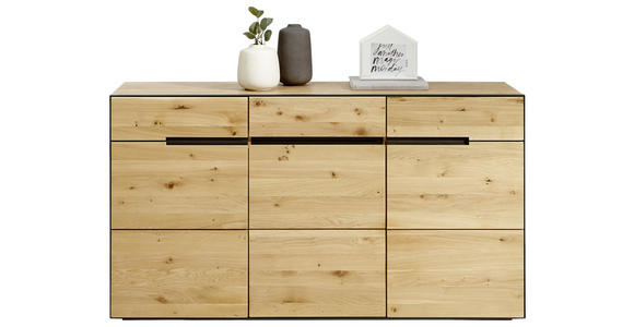 SIDEBOARD Wildeiche furniert, teilmassiv Anthrazit, Eichefarben - Eichefarben/Anthrazit, KONVENTIONELL, Holz/Holzwerkstoff (152/84/38cm) - Linea Natura