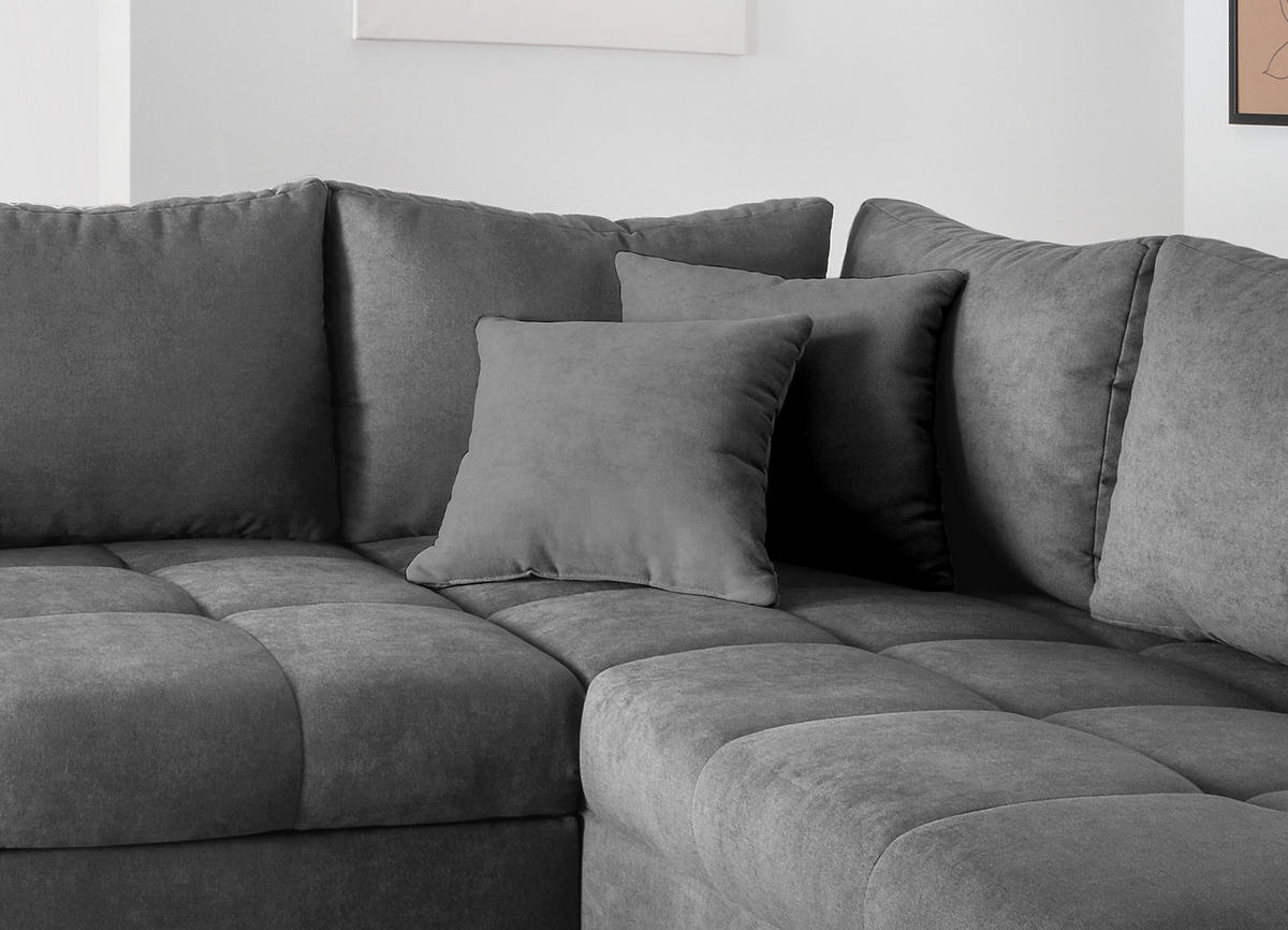 ECKSCHLAFSOFA in Dunkelgrau Textil   - Dunkelgrau/Silberfarben, Design, Holz/Textil (298/202cm) - MID.YOU