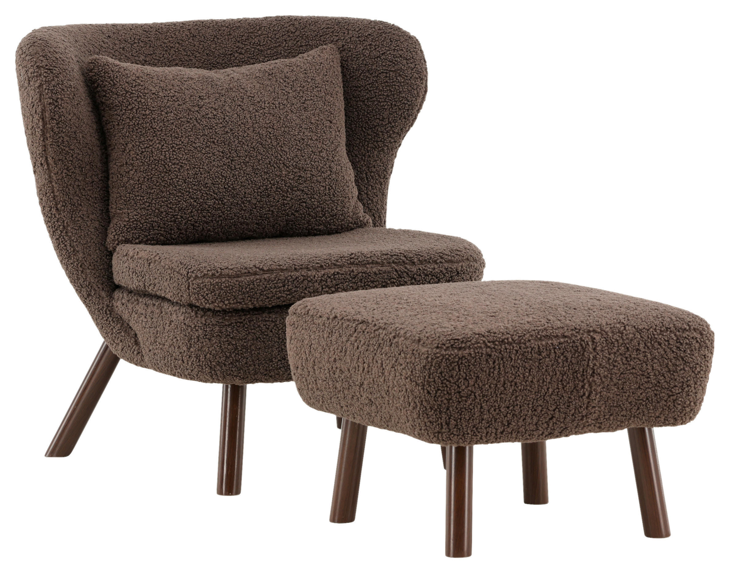 FÅTÖLJ MED FOTPALL i metall, textil brun  - brun, Design, metall/textil (60,5/80/85cm) - Livetastic