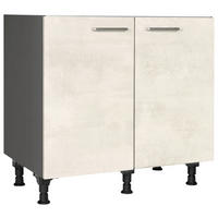 SPÜLENUNTERSCHRANK 90/87/56 cm  in Weiß  - Schieferfarben/Edelstahlfarben, MODERN, Holzwerkstoff/Metall (90/87/56cm) - Nobilia