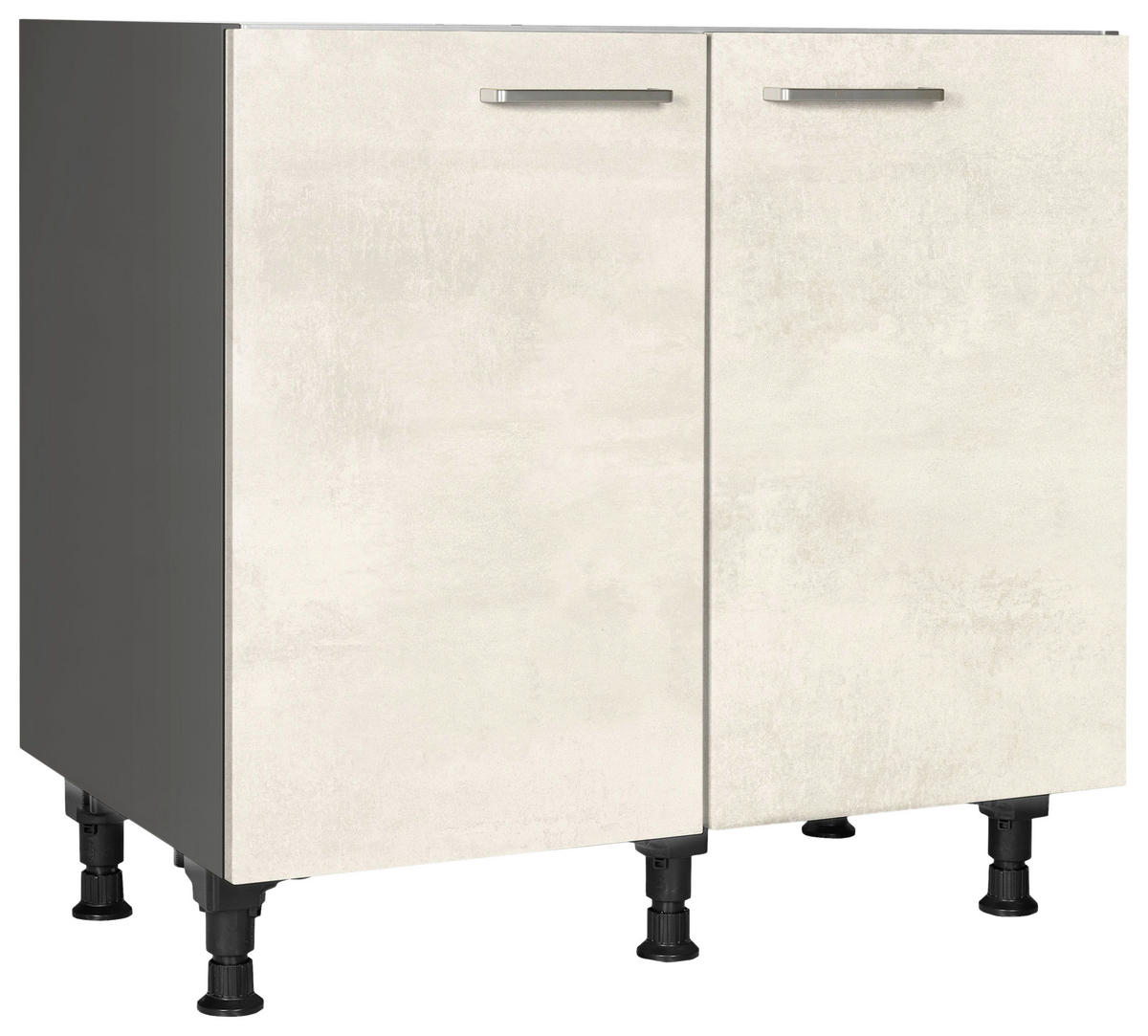 SPÜLENUNTERSCHRANK 90/87/56 cm  in Weiß  - Schieferfarben/Edelstahlfarben, MODERN, Holzwerkstoff/Metall (90/87/56cm) - Nobilia