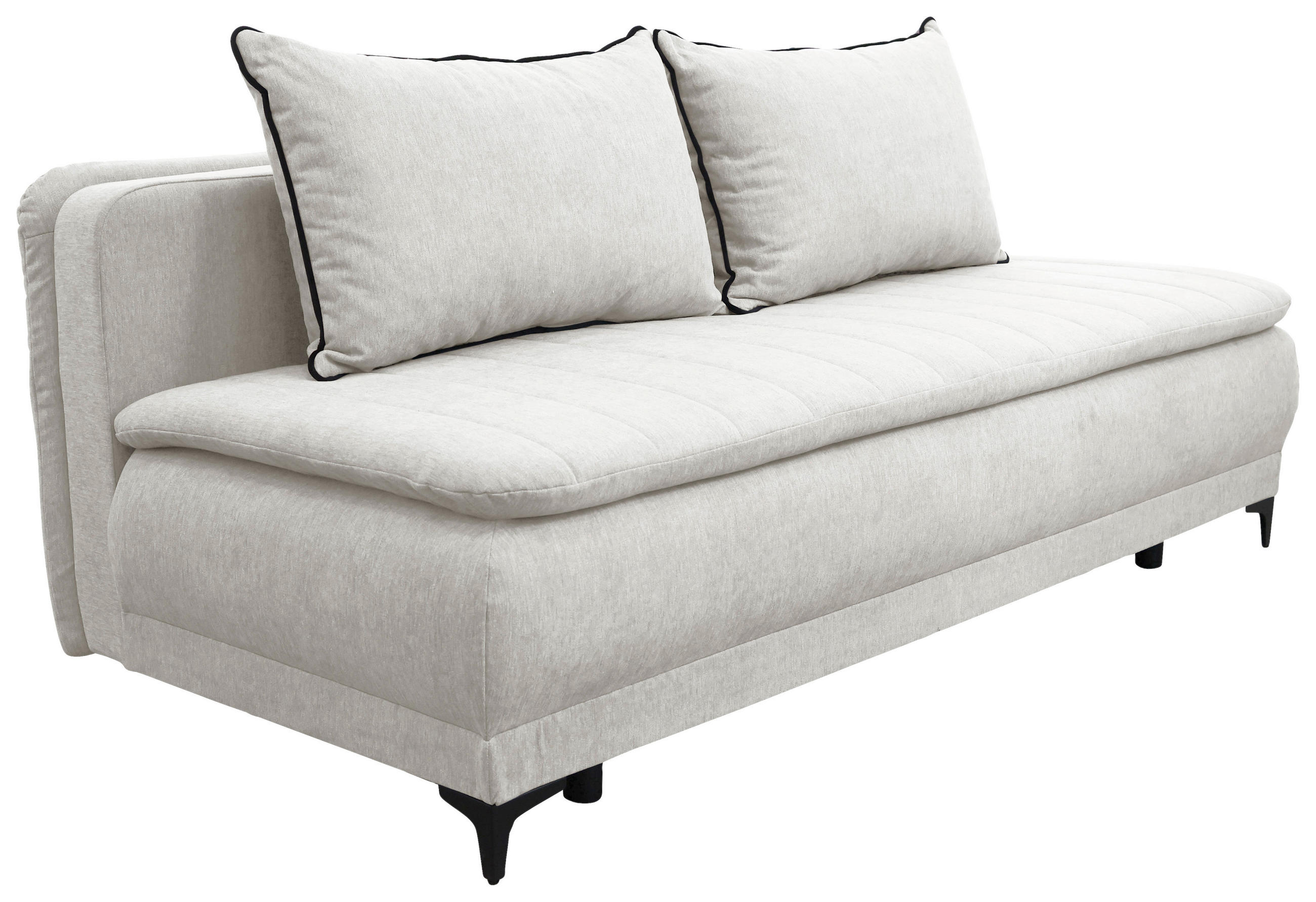 SCHLAFSOFA  mit Liegefunktion Flachgewebe Weiß  - Schwarz/Weiß, Basics, Textil/Metall (202/98/78cm) - Livetastic