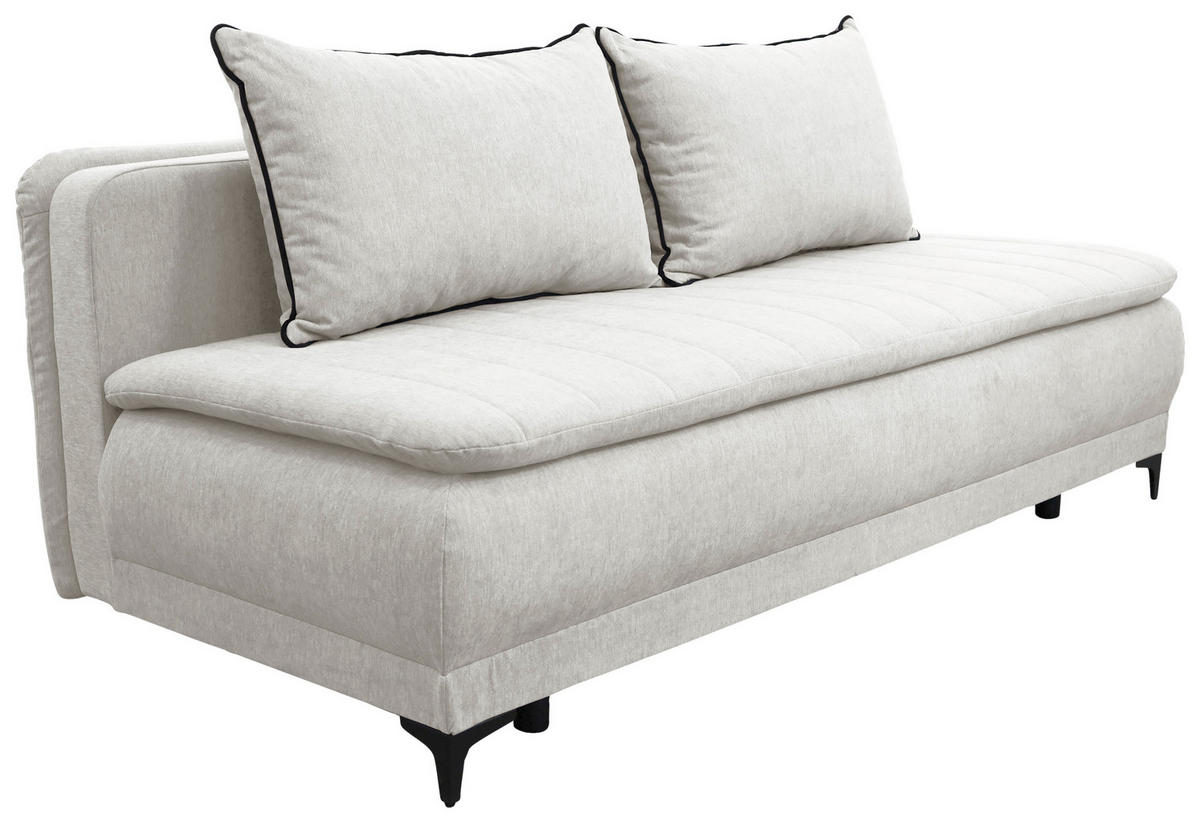 SCHLAFSOFA  mit Liegefunktion Flachgewebe Weiß  - Schwarz/Weiß, Basics, Textil/Metall (202/98/78cm) - Livetastic