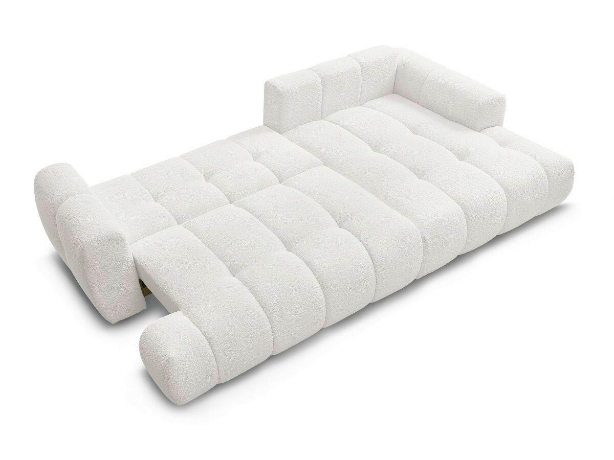 ECKSCHLAFSOFA FUJI Bouclé Weiß  inkl.  - Schwarz/Weiß, MODERN, Kunststoff/Textil (292/160cm)