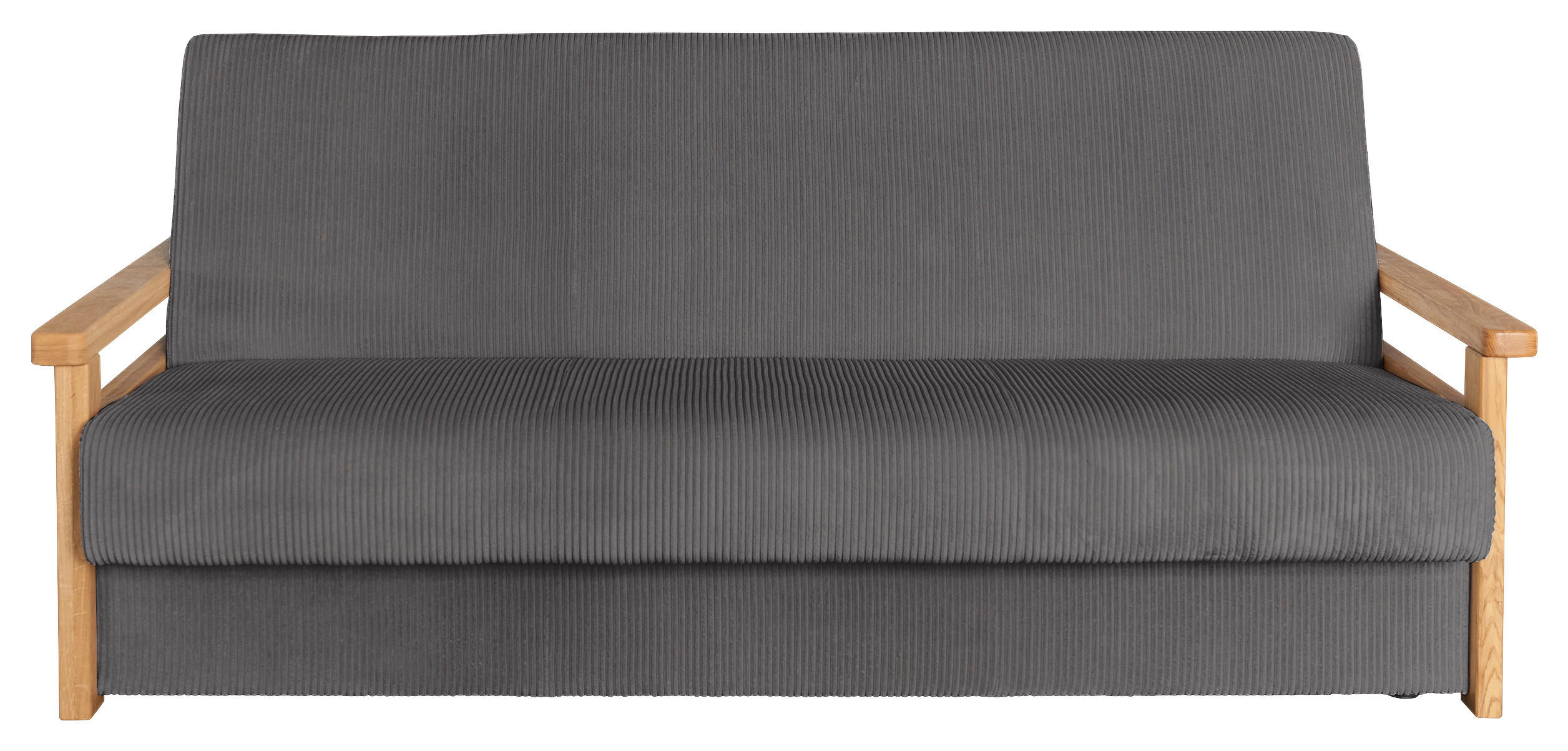 SCHLAFSOFA MALAGA  mit Liegefunktion Cord Graphitfarben  - Graphitfarben/Naturfarben, Design, Holz/Textil (220/90/90cm) - P & B