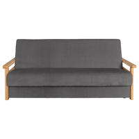 SCHLAFSOFA Cord Graphitfarben  - Graphitfarben/Naturfarben, Design, Holz/Textil (220/90/90cm) - P & B