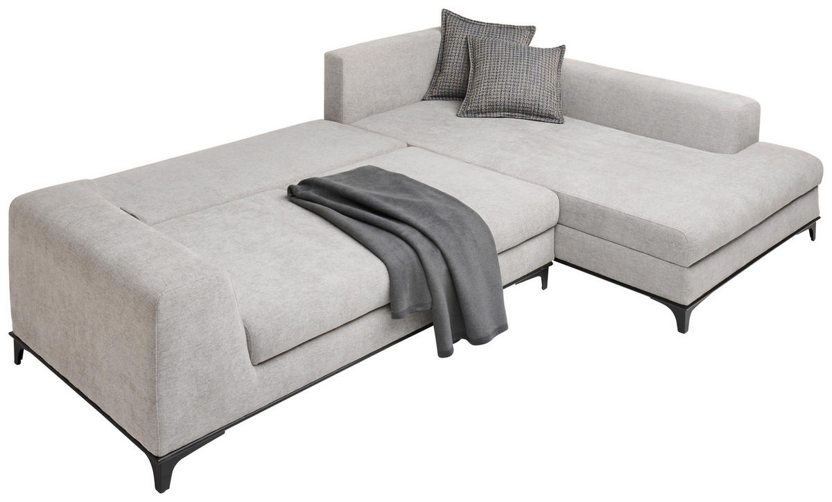 ECKSOFA  in Webstoff Hellgrau  - Wengefarben/Hellgrau, Design, Holz/Textil (314/211cm) - Stylife