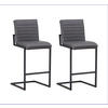 BARHOCKER-SET Lederlook Anthrazit  - Anthrazit/Schwarz, MODERN, Textil/Metall (54/100/58cm) - MID.YOU