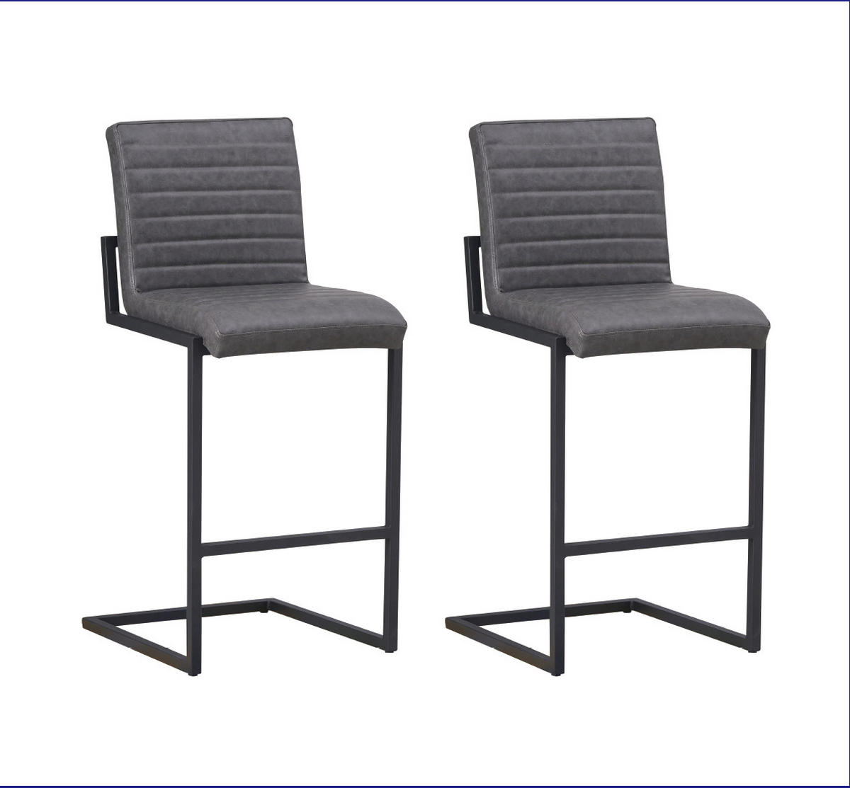 BARHOCKER-SET Lederlook Anthrazit  - Anthrazit/Schwarz, MODERN, Textil/Metall (54/100/58cm) - MID.YOU