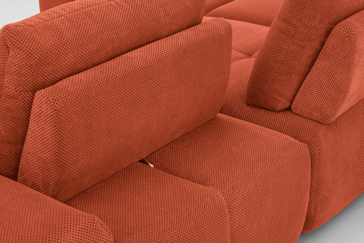 ECKSOFA in Velours Terracotta  - Terracotta/Schwarz, Design, Kunststoff/Textil (236/326cm) - Xora