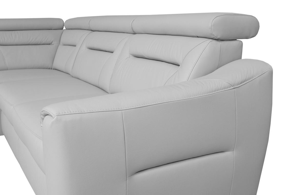 ECKSOFA  in Lederlook Echtleder Platinfarben  - Platinfarben/Wengefarben, Design, Leder/Holz (212/260cm) - Celina Home