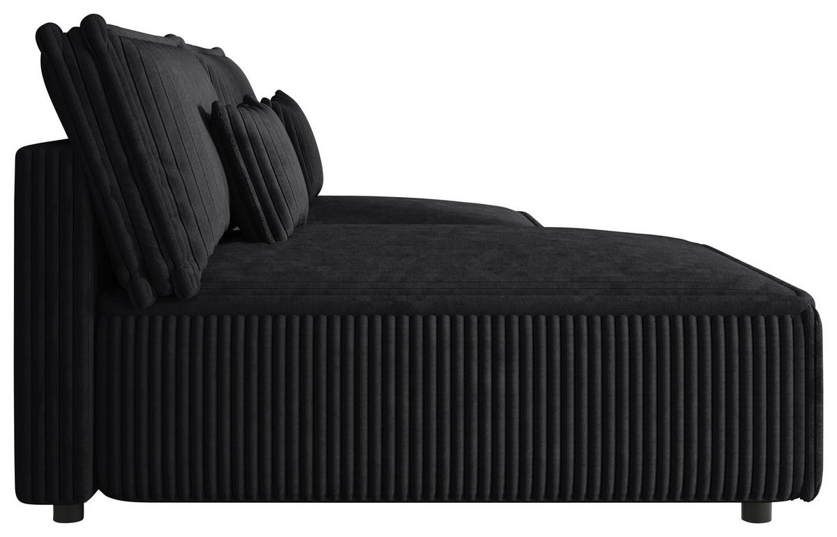 ECKSOFA Anthrazit Cord Zierkissen, Rückenkissen, Schlaffunktion, Rücken echt  - Anthrazit/Schwarz, MODERN, Kunststoff/Textil (153/200cm) - Xora