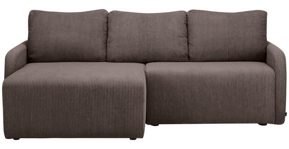 ECKSOFA Braun Cord Rückenkissen, Bettkasten, Schlaffunktion, Rücken echt, Liegefläche im Originalstoff  - Schwarz/Braun, KONVENTIONELL, Kunststoff/Textil (217/146cm) - Carryhome