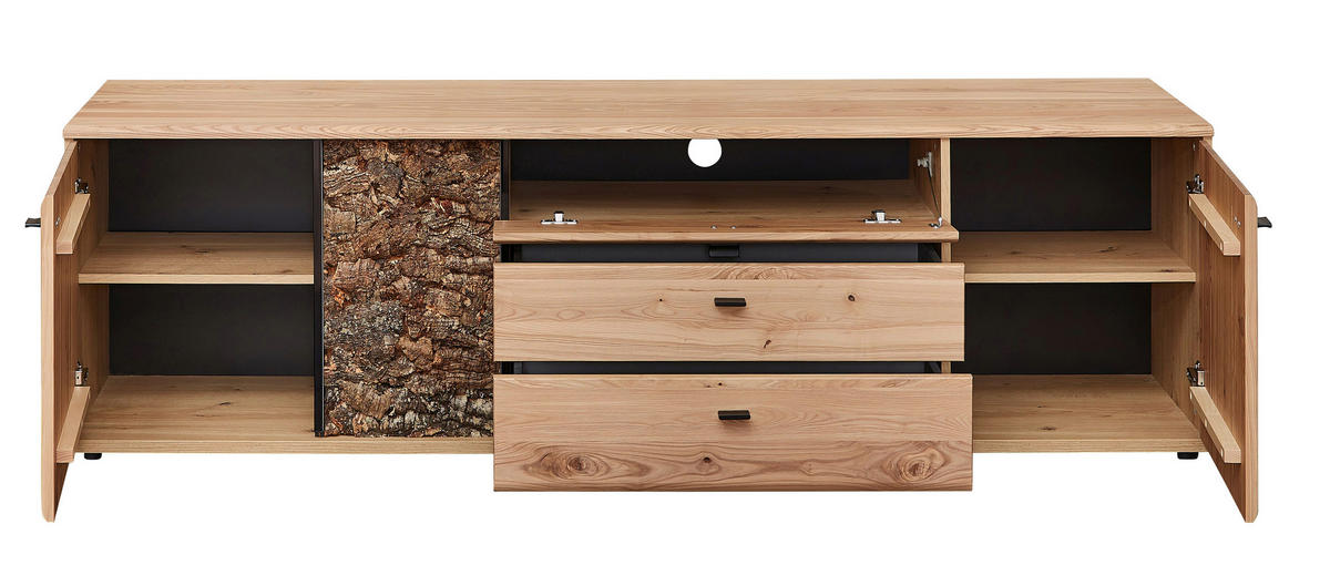 LOWBOARD Eschefarben, Eiche Artisan  195/58/50 cm  - Anthrazit/Eschefarben, Natur, Holz/Holzwerkstoff (195/58/50cm) - Linea Natura