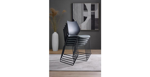 STUHL in Eisen Webstoff Metall, Kunststoff, Textil matt - Dunkelgrau/Schwarz, MODERN, Kunststoff/Textil (51,5/85.5/58.5cm) - Hom`in