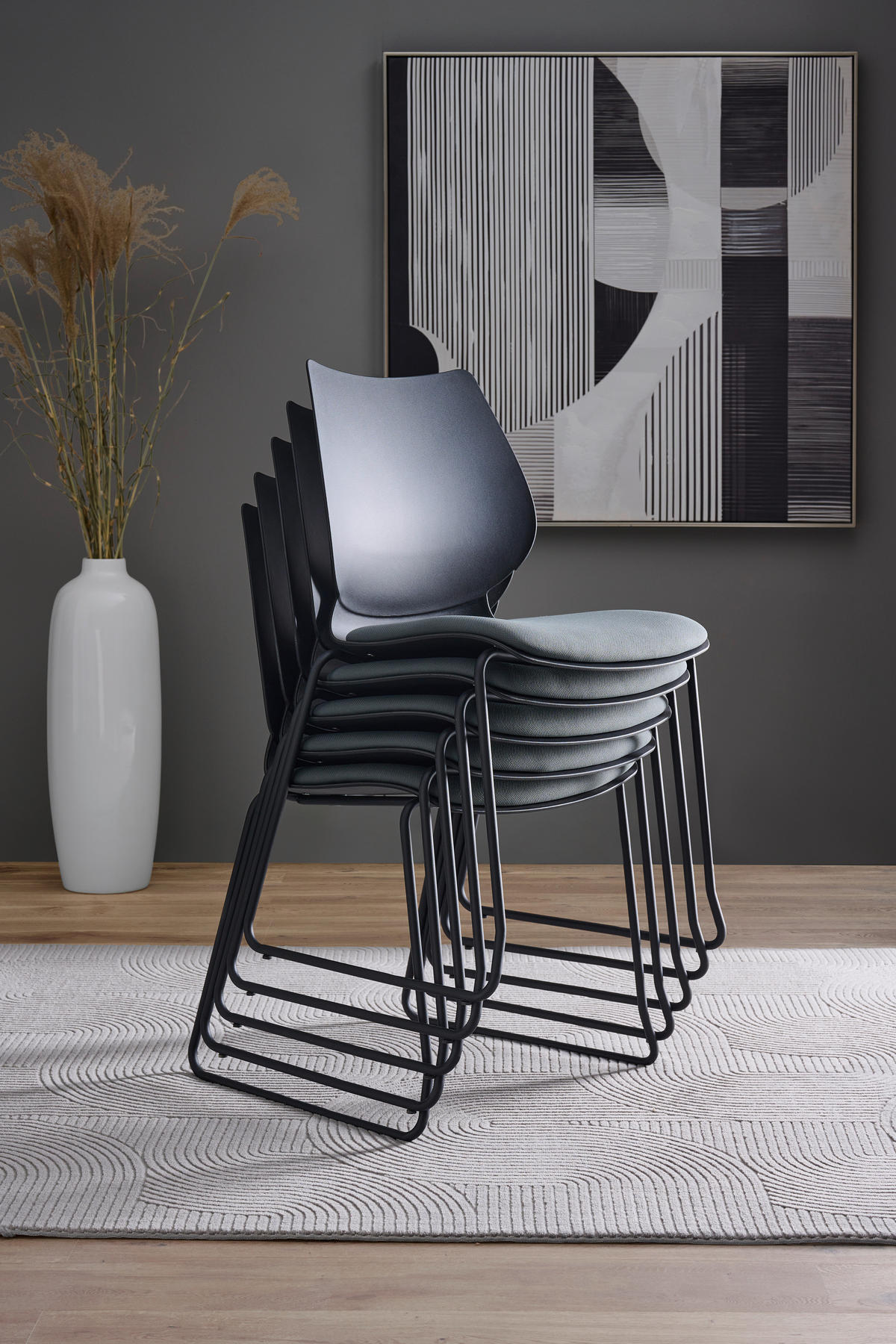 STUHL  in Eisen Webstoff matt  - Dunkelgrau/Schwarz, Modern, Kunststoff/Textil (51,5/85.5/58.5cm) - Hom`in