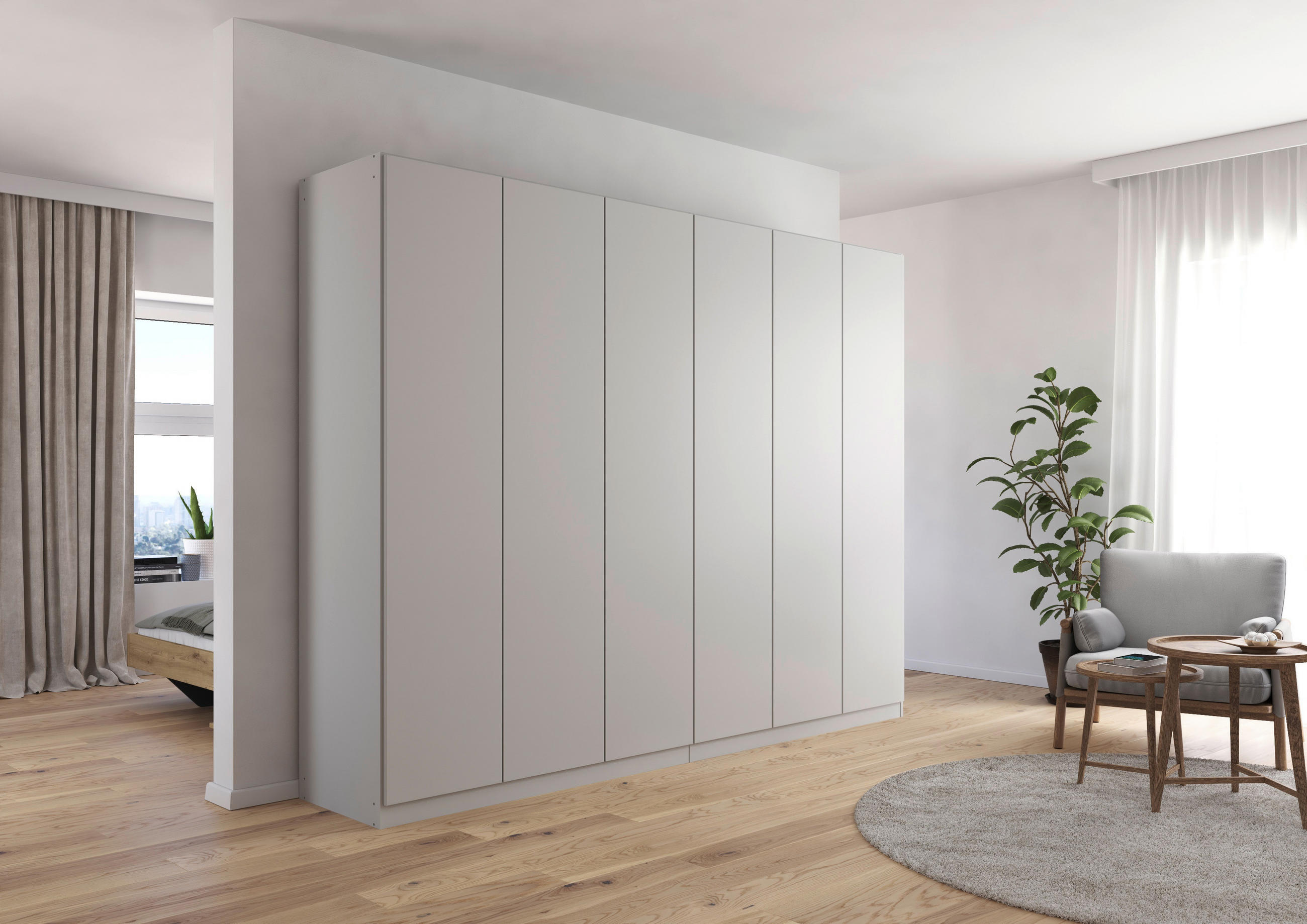 FALTTÜRENSCHRANK in Grau  - Grau, Holzwerkstoff (271/210/54cm) - Boxxx