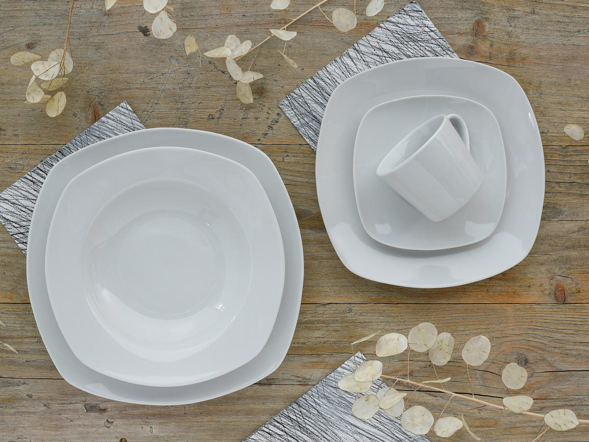 KOMBINOVANÁ SOUPRAVA, 30dílné, porcelán - bílá, Basics, keramika (34,4/29,2/35cm)