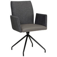 ARMLEHNSTUHL  Stoffauswahl, Typenauswahl Lederlook, Mikrofaser  - Anthrazit/Schwarz, Design, Textil/Metall (60/91/60cm) - Moderano