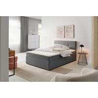 BOXBETT 120/200 cm,  in Grau, Matratze, Topper, Rollrost, H2 = mittel  - Schwarz/Grau, Konventionell, Holz/Holzwerkstoff (120/200cm) - P & B