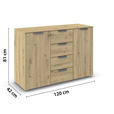 KOMMODE  in 120/81/42 cm  - Chromfarben/Eiche Artisan, Design, Holzwerkstoff/Metall (120/81/42cm) - Carryhome