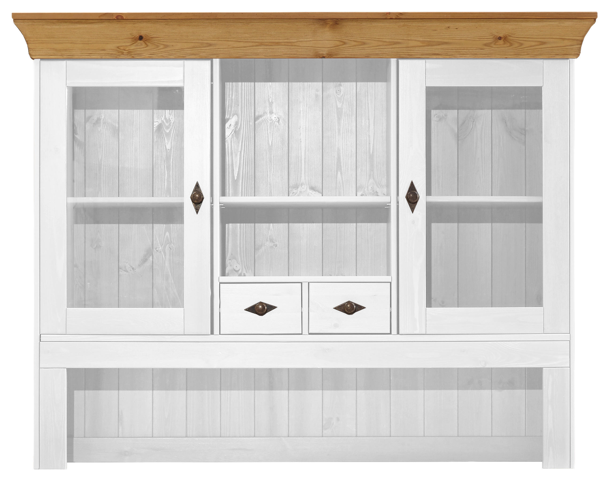 BUFFETAUFSATZ - Laugenfarbig/Weiß, ROMANTIK / LANDHAUS, Glas/Holz (143/112/32cm) - Boxxx