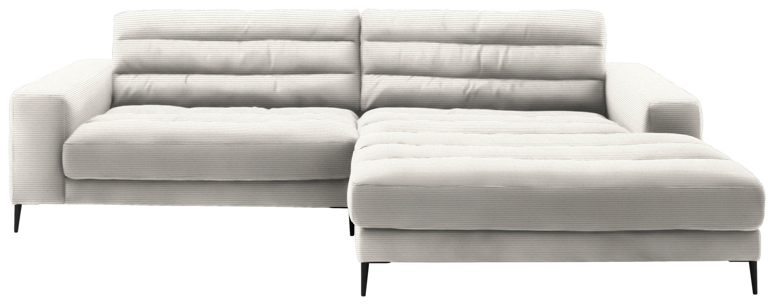 ECKSOFA in Cord Weiß  296/207 cm  - Schwarz/Weiß, Design, Textil/Metall (296/207cm) - Dieter Knoll