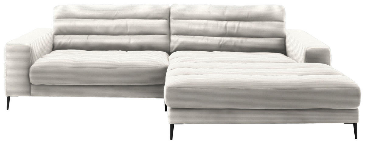 ECKSOFA in Cord Weiss  - Weiss/Schwarz, Design, Textil/Metall (296/207cm) - Dieter Knoll
