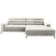 ECKSOFA Badia in Cord Weiß Rücken echt  296/207 cm  - Schwarz/Weiß, Design, Textil/Metall (296/207cm) - Dieter Knoll