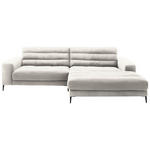ECKSOFA Badia in Cord Weiß  296/207 cm  - Schwarz/Weiß, Design, Textil/Metall (296/207cm) - Dieter Knoll