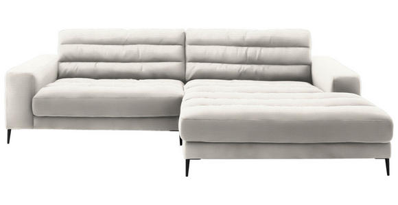 ECKSOFA Badia in Cord Weiß Rücken echt  296/207 cm  - Schwarz/Weiß, Design, Textil/Metall (296/207cm) - Dieter Knoll