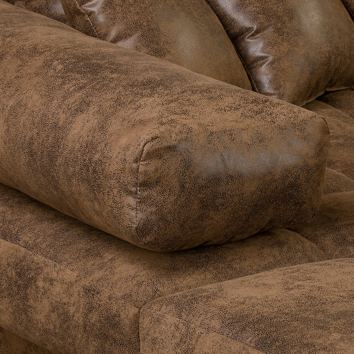 ECKSOFA Naomi in Lederlook Braun Rückenkissen  243/284 cm  - Schwarz/Braun, Design, Kunststoff/Textil (243/284cm) - P & B