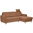 ECKSOFA Terracotta Flachgewebe  inkl. Bettkasten, Schlaffunktion, Rücken echt, Kopfstütze, Liegefläche im Originalstoff  - Buchefarben/Terracotta, KONVENTIONELL, Holz/Textil (241/166cm) - Carryhome