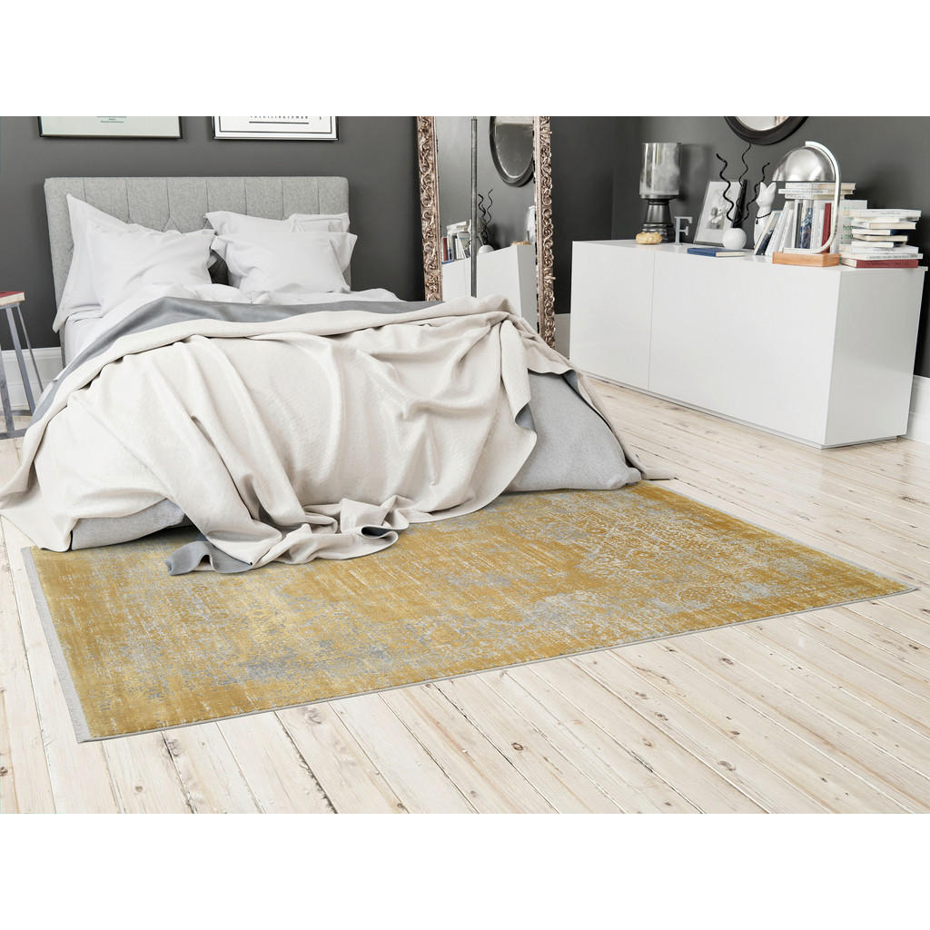 Thumbnail - Dieter Knoll Webteppich Tesoro, Gelb, Textil, Abstraktes, rechteckig, 67x130 cm, Oeko-Tex® Standard 100, für Fußbodenhei...
