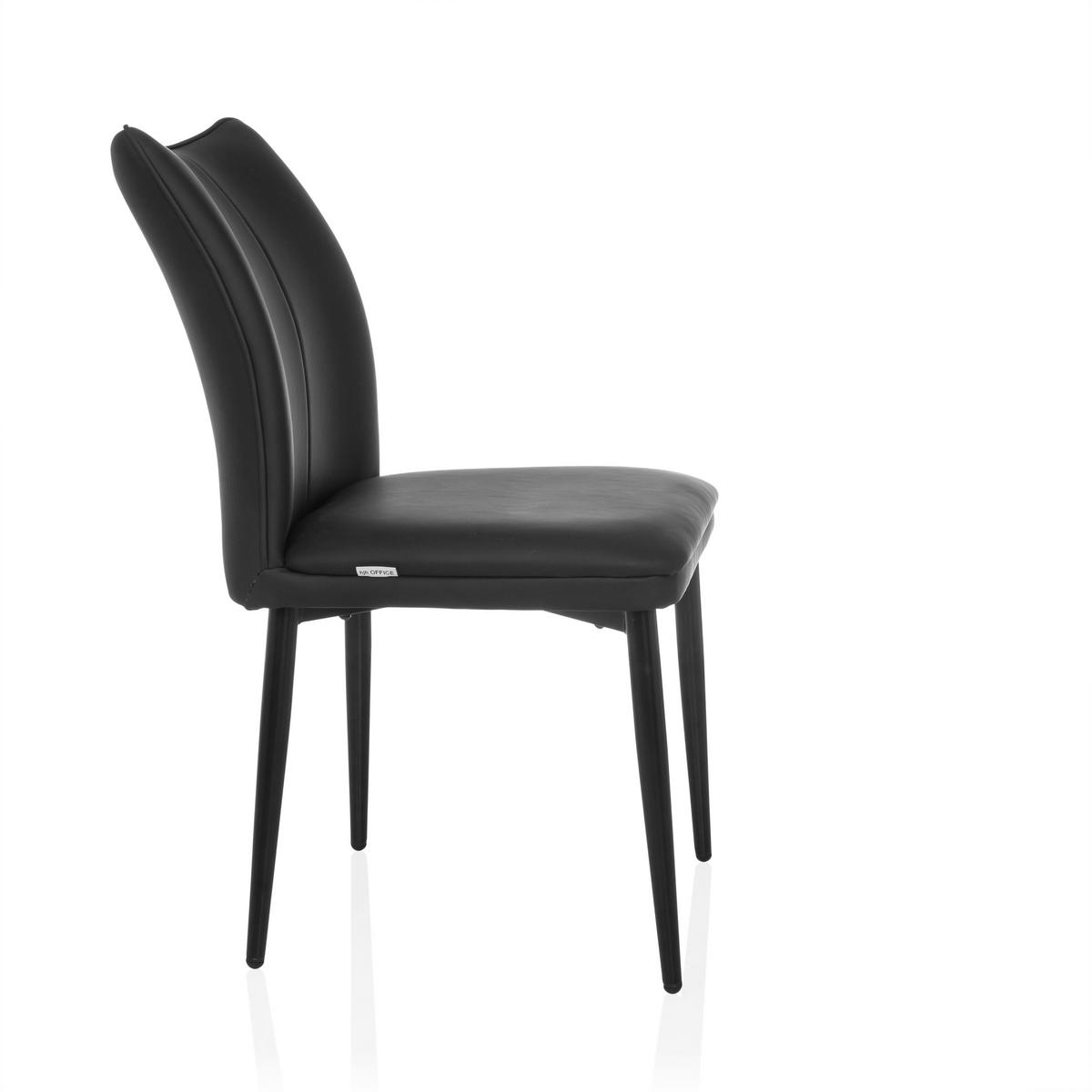 STUHL  in Lederlook Textil  - Schwarz, MODERN, Textil/Metall (47/87/61cm) - MID.YOU