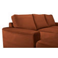 ECKSOFA Rostfarben Cord  - Rostfarben/Schwarz, KONVENTIONELL, Textil/Metall (150/240cm) - Carryhome