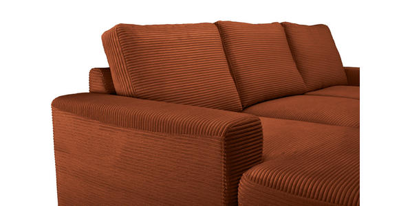 ECKSOFA Rostfarben Cord  - Rostfarben/Schwarz, KONVENTIONELL, Textil/Metall (150/240cm) - Carryhome
