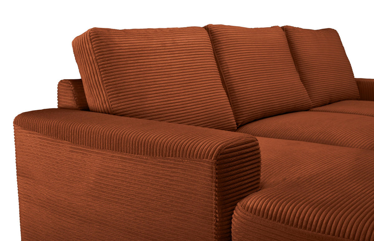 ECKSOFA Rostfarben Cord  - Rostfarben/Schwarz, KONVENTIONELL, Textil/Metall (150/240cm) - Carryhome