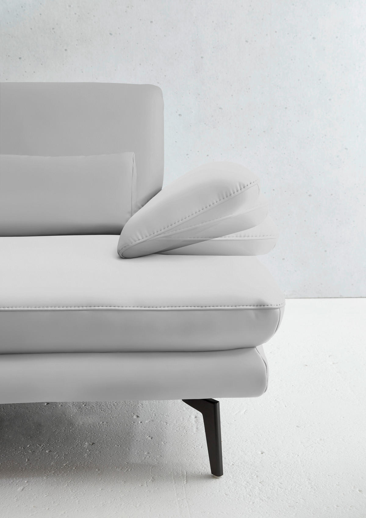 3-SITZER-SOFA in Echtleder Weiss  - Weiss/Schwarz, Design, Leder/Metall (222/86/104cm) - Dieter Knoll