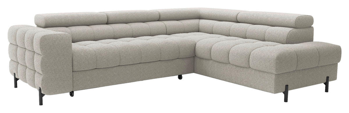 ECKSOFA FERUCCE in Teddystoff Beige  276/200 cm  - Beige/Schwarz, Design, Textil/Metall (276/200cm) - MID.YOU