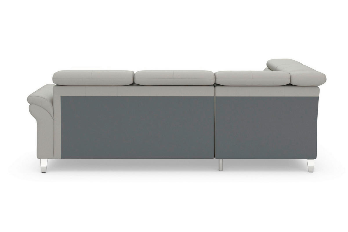 ECKSOFA 194/245 cm ARNGAST E in Echtleder Hellgrau Kopfteilverstellung  194/245 cm  - Chromfarben/Hellgrau, Basics, Leder/Textil (194/245cm) - Sit & More