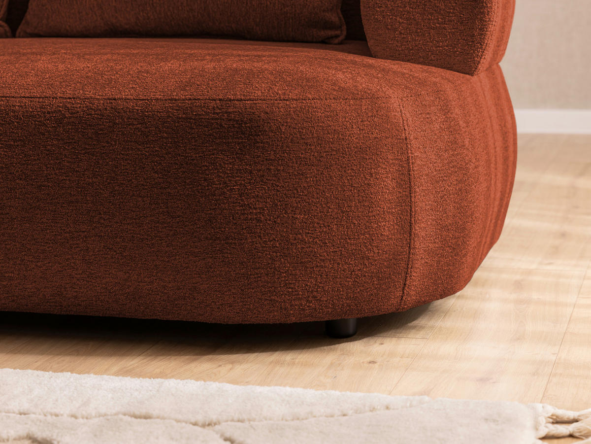 3-SITZER-SOFA Chenille Rostfarben  - Rostfarben/Schwarz, Design, Kunststoff/Textil (200/76/96cm) - Livetastic