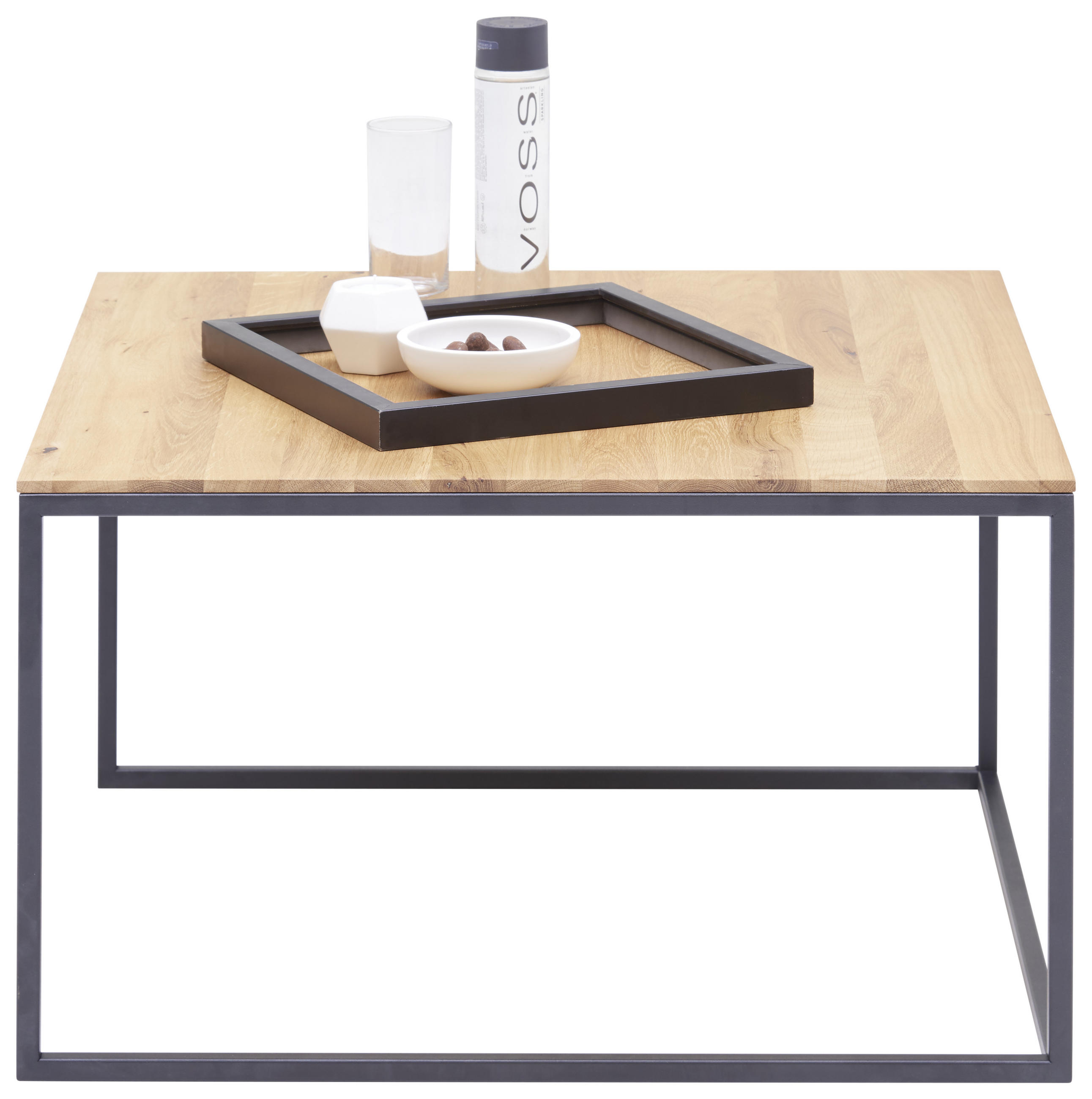 COUCHTISCH in Holz, Metall 70/70/42 cm  - Eichefarben/Schwarz, Design, Holz/Metall (70/70/42cm) - Johann Jakob