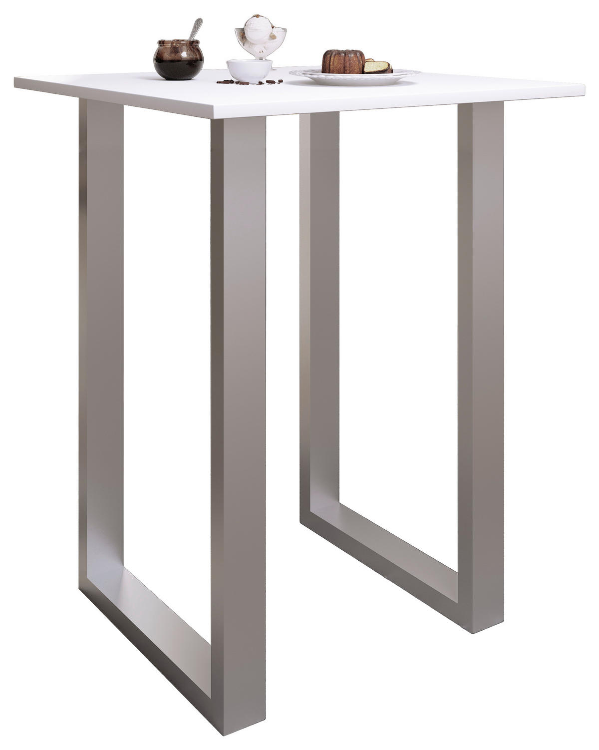 BARBORD i metall, trämaterial  80/102/80 cm  - vit/silver, Klassisk, metall/trämaterial (80/102/80cm)
