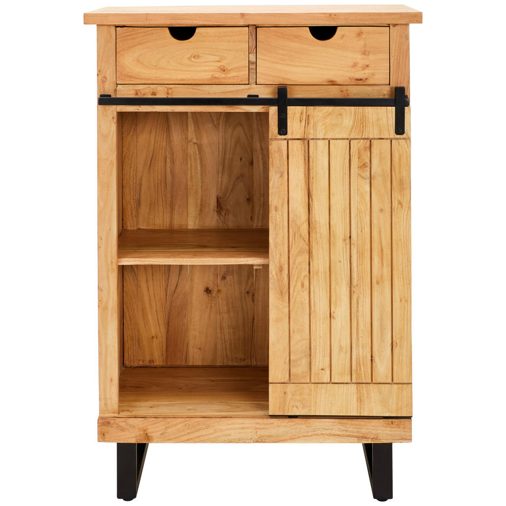 Thumbnail - Livetastic Highboard Juba, Natur, Metall, Akazie, massiv, Texte, 1 Fächer, 2 Schubladen, 85x125x40 cm, handgemacht, Holz...