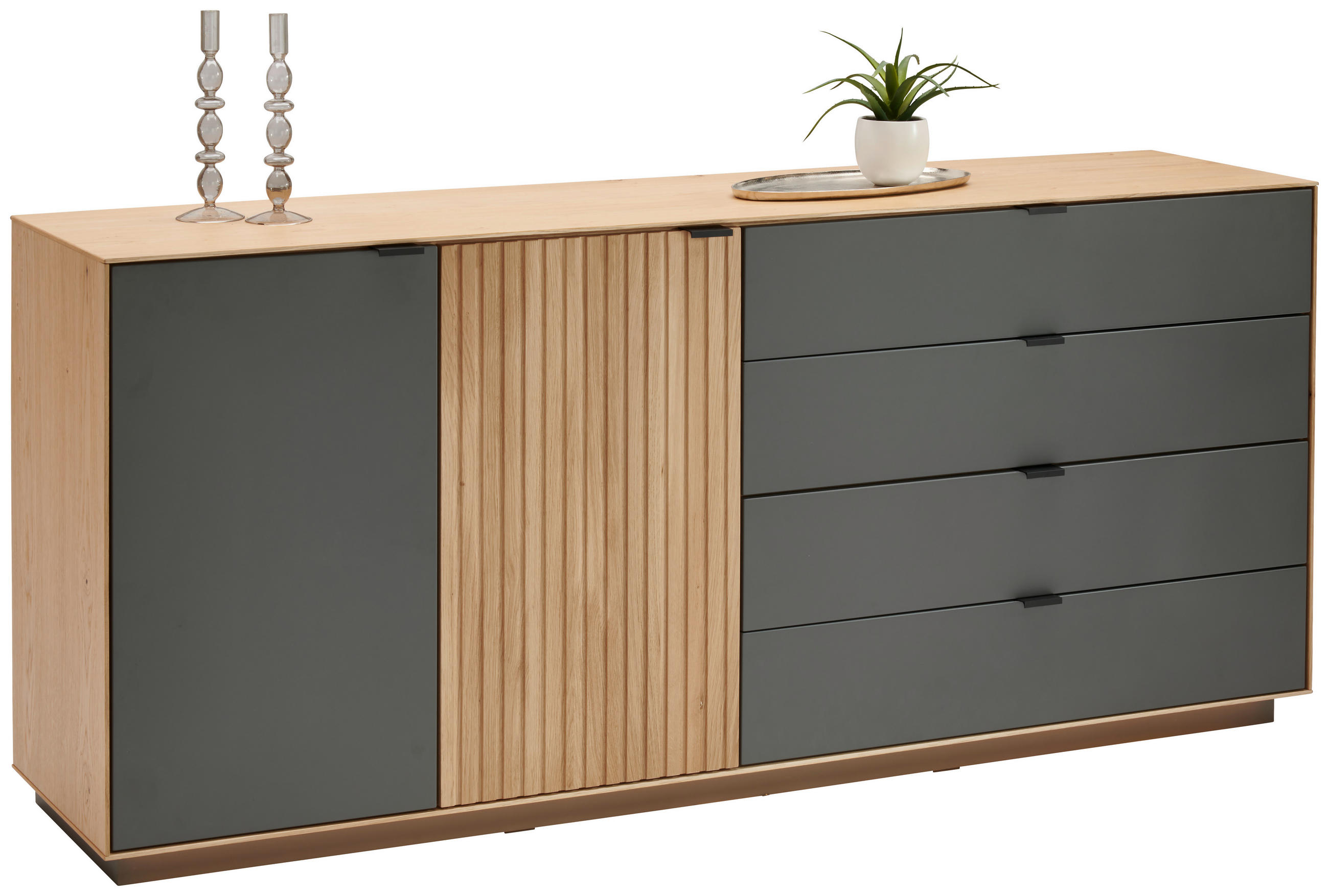 SIDEBOARD  in 180,1/79,4/42 cm  - Eichefarben/Schwarz, Natur, Holz/Holzwerkstoff (180,1/79,4/42cm) - Linea Natura