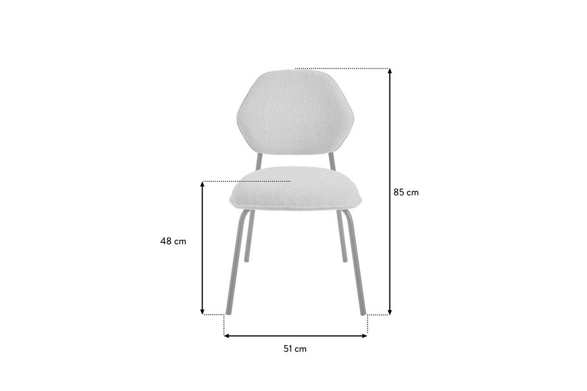 STUHL-SET 2 Stück  in Edelstahl Lederlook (vegan)  - Cognac/Schwarz, Basics, Textil/Metall (51/85/63cm) - Celina Home