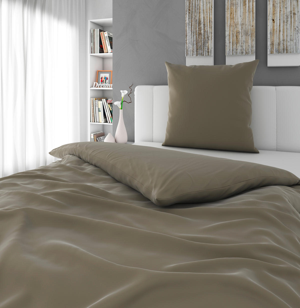 BETTWÄSCHE NIGIRI Satin 135/200 cm  - Hellgrau, Basics, Textil (135/200cm) - Bio:Vio