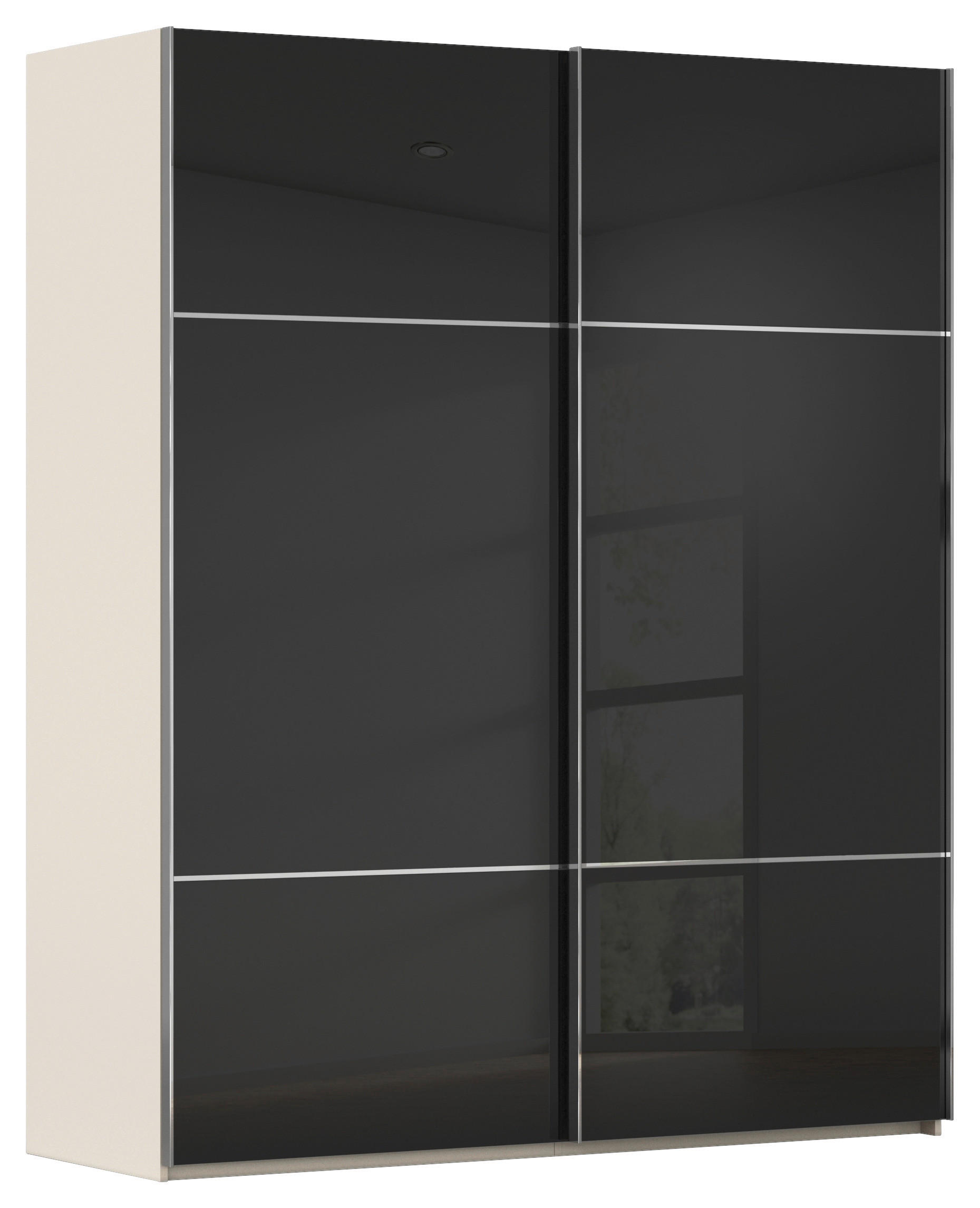 SCHWEBETÜRENSCHRANK Champagner, Schwarz  - Chromfarben/Champagner, Konventionell, Glas/Holzwerkstoff (201/223/67cm) - Novel